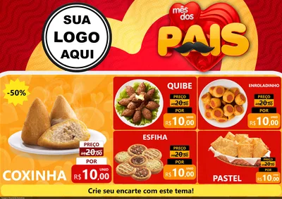 Modelo de Encarte para Encarte A4 Horizontal com o tema Mês Dos Pais para Salgadaria
