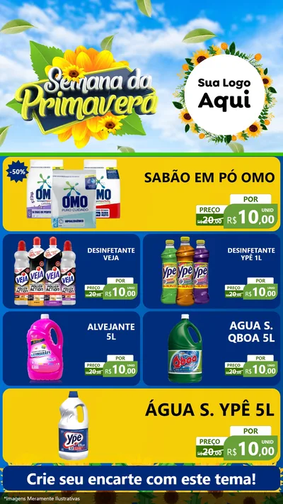 Modelo de TV para TV Vertical com o tema Semana da Primavera para Produtos de Limpeza