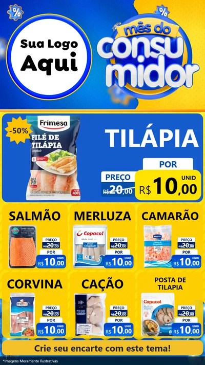 Modelo de Rede Social para Stories com o tema Mês do Consumidor para Peixaria
