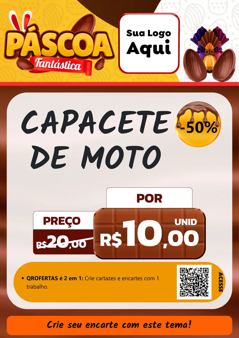Modelo de Cartaz para Cartaz A4 Vertical com o tema Páscoa Fantástica para Moto peças