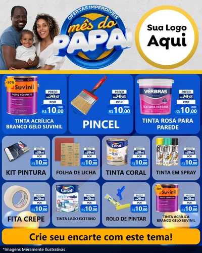 Modelo de Rede Social para Feed Instagram com o tema Ofertas Imperdíveis Mês Do Papai para Tintas e Ferramentas