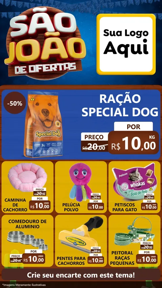 Modelo de Rede Social para Stories com o tema São João Ofertas Imbatíveis! - Junina para Pet Shop