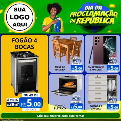 Modelo de Rede Social para Feed Facebook com o tema Dia Da Proclamação Da República para Móveis e Eletro
