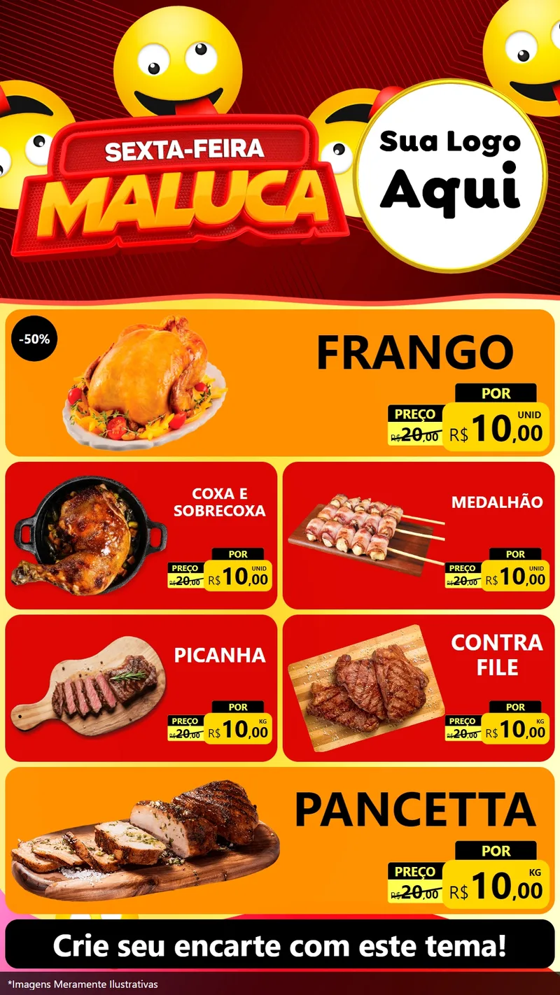 Modelo de TV para TV Vertical com o tema Sexta-feira Maluca para Assados