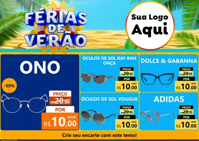 Modelo de Encarte para Encarte A4 Horizontal com o tema Férias de Verão para Óticas
