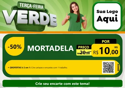 Modelo de Cartaz para Cartaz A4 Horizontal com o tema Terça - Feira Verde para Frios e Laticínios