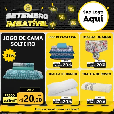 Modelo de Rede Social para Feed Facebook com o tema Setembro Imbatível para Cama, Mesa e Banho