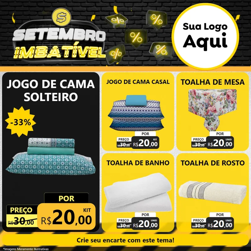 Modelo de Rede Social para Feed Facebook com o tema Setembro Imbatível para Cama, Mesa e Banho