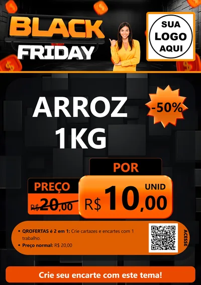 Modelo de Cartaz para Cartaz A4 Vertical com o tema Black Friday para Supermercado