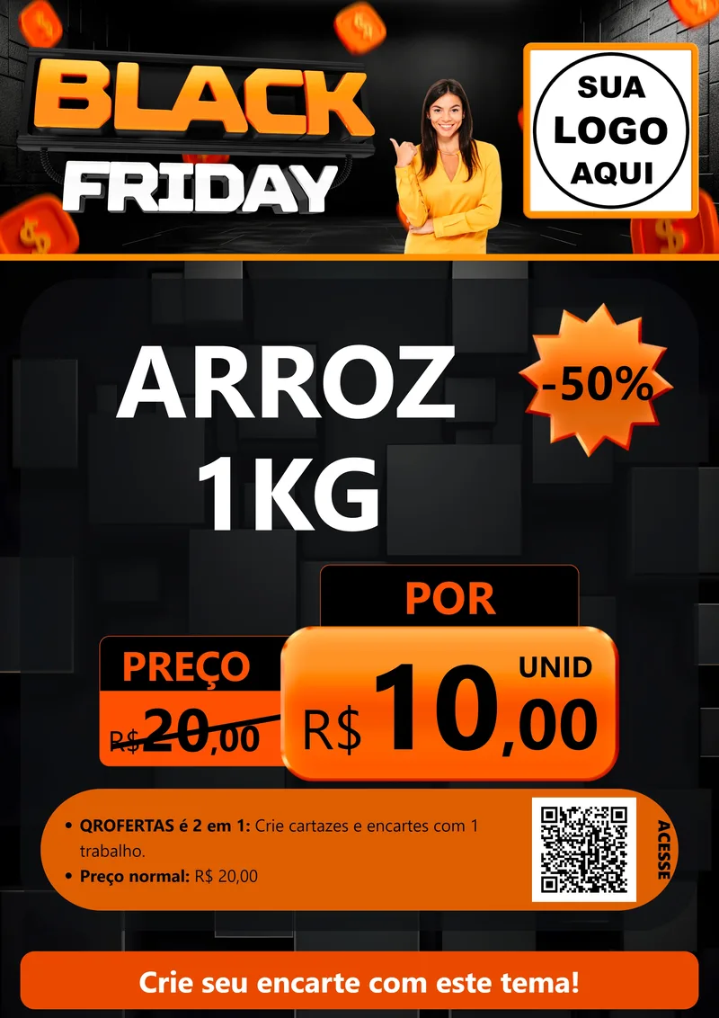 Modelo de Cartaz para Cartaz A4 Vertical com o tema Black Friday para Supermercado