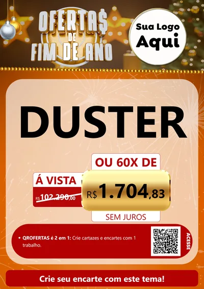 Modelo de Cartaz para Cartaz A4 Vertical com o tema Ofertas de Fim de Ano para Concessionaria de Carros