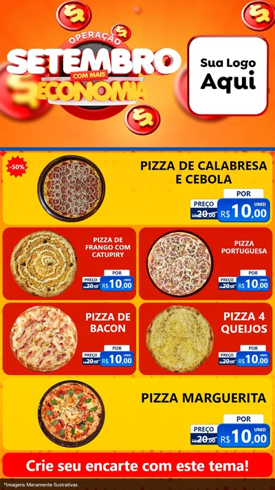 Modelo de TV para TV Vertical com o tema Operação Setembro Com Muita Economia para Pizzaria