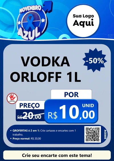 Modelo de Cartaz para Cartaz A4 Vertical com o tema Novembro Azul para Distribuidora de bebidas