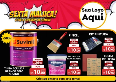 Modelo de Encarte para Encarte A4 Horizontal com o tema Sexta Maluca! para Tintas e Ferramentas