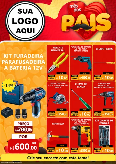 Modelo de Encarte para Encarte A4 Vertical com o tema Mês Dos Pais para Maquinas e Ferramentas