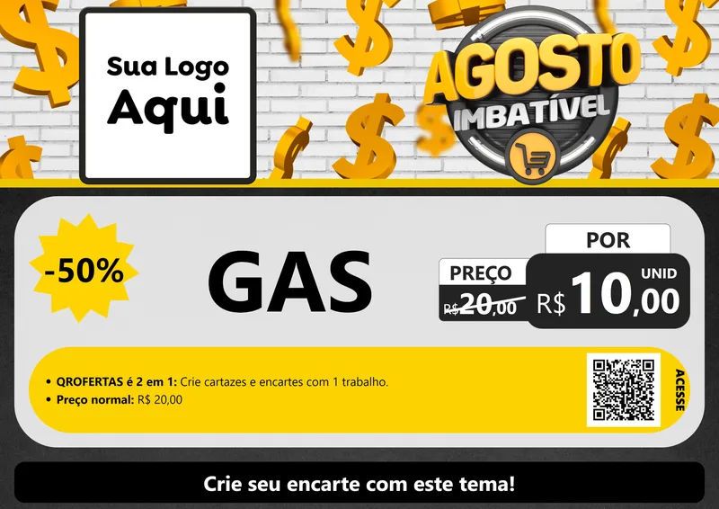 Modelo de Cartaz para Cartaz A4 Horizontal com o tema Agosto imbatível para Água e gás
