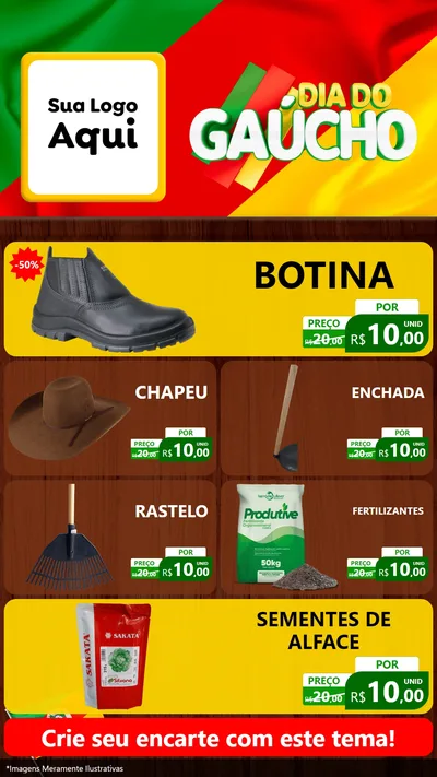 Modelo de TV para TV Vertical com o tema Dia do Gaúcho para Agropecuária