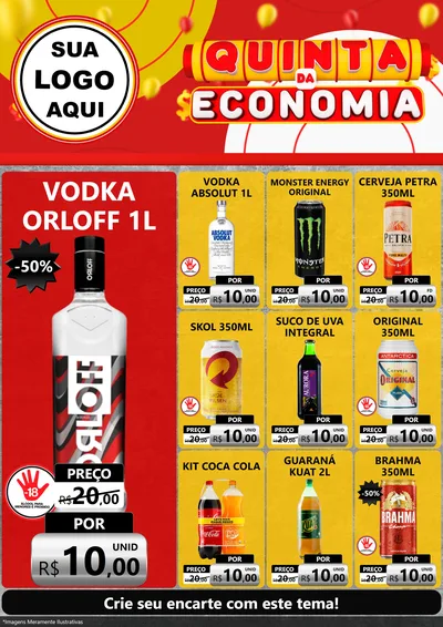 Modelo de Encarte para Encarte A4 Vertical com o tema Quinta da Economia para Distribuidora de bebidas