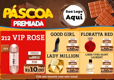 Modelo de Encarte para Encarte A4 Horizontal com o tema Páscoa Premiada para Perfumes