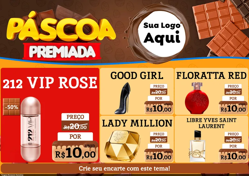 Modelo de Encarte para Encarte A4 Horizontal com o tema Páscoa Premiada para Perfumes