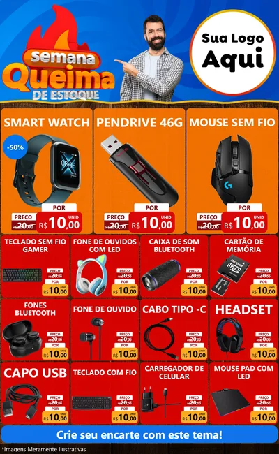 Modelo de Encarte para Encarte Grande com o tema Semana Queima de Estoque para Informática