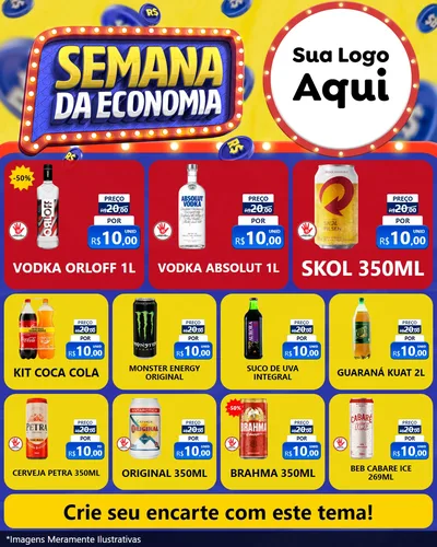 Modelo de Rede Social para Feed Instagram com o tema Semana da Economia para Distribuidora de bebidas