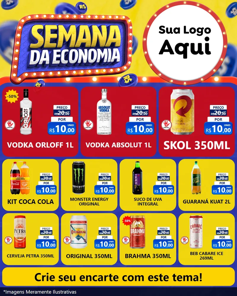 Modelo de Rede Social para Feed Instagram com o tema Semana da Economia para Distribuidora de bebidas