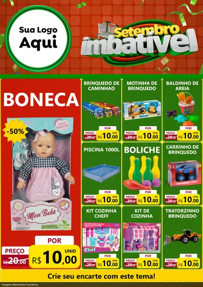 Modelo de Encarte para Encarte A4 Vertical com o tema Setembro Imbatível para Brinquedos
