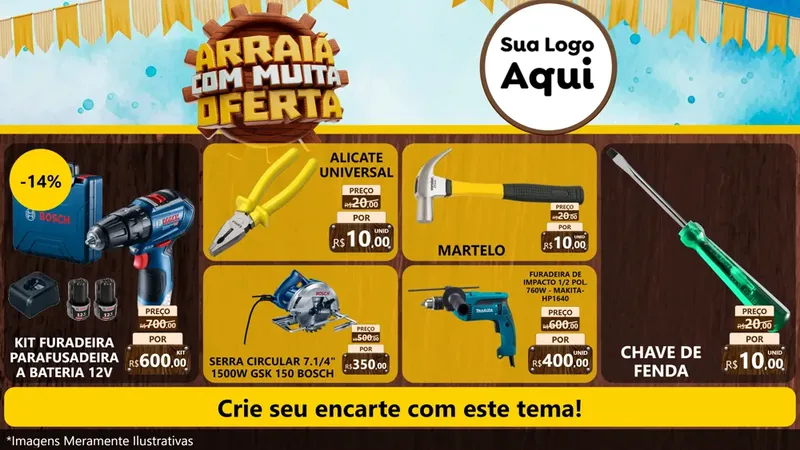 Modelo de TV para TV Horizontal com o tema Ofertas de São João - Junina para Maquinas e Ferramentas