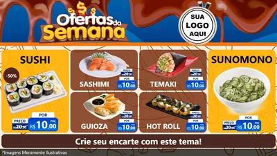 Modelo de TV para TV Horizontal com o tema Ofertas da Semana - Páscoa para Comida japonesa