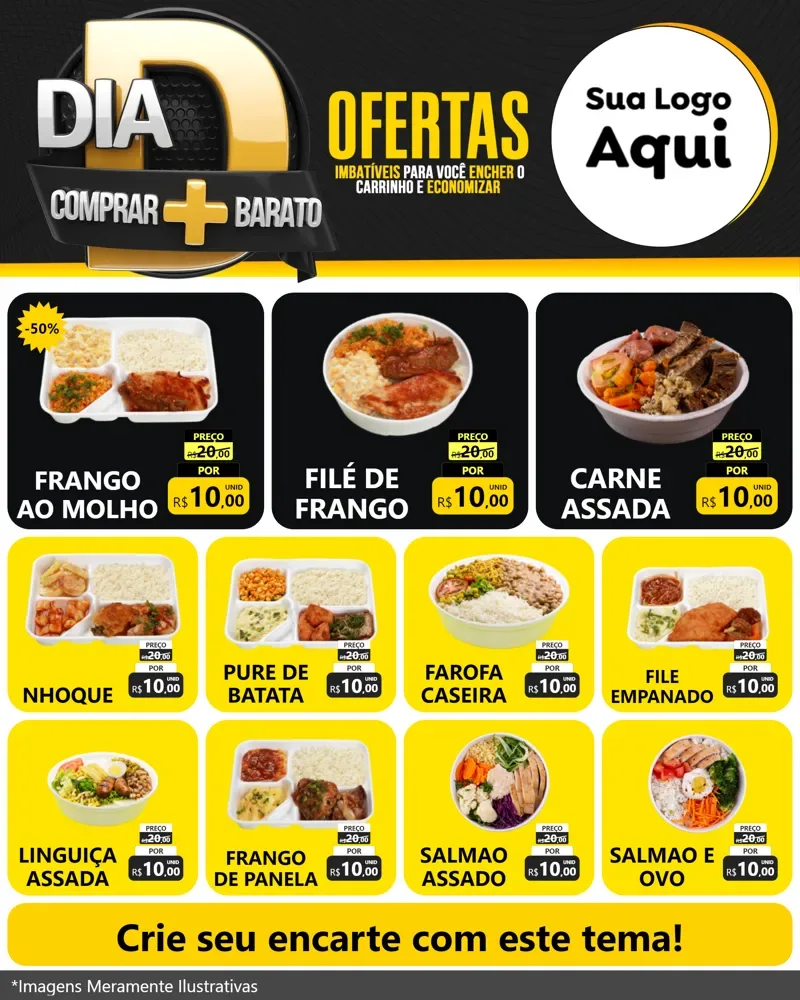 Modelo de Rede Social para Feed Instagram com o tema Dia D Mais Economia para Restaurante