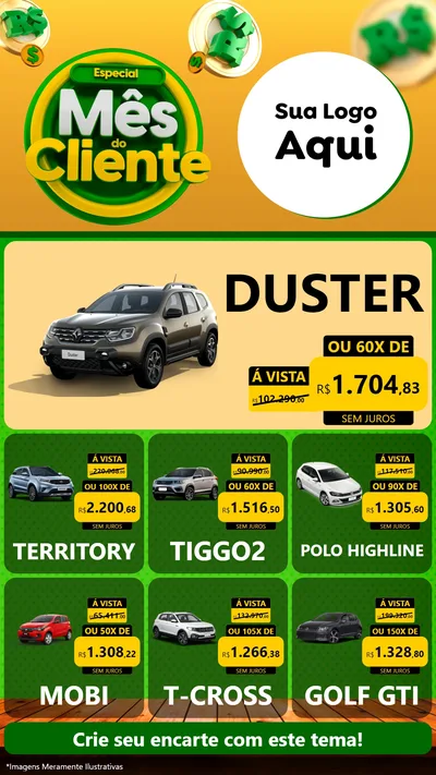 Modelo de Rede Social para Stories com o tema Especial Mês do Cliente para Concessionaria de Carros