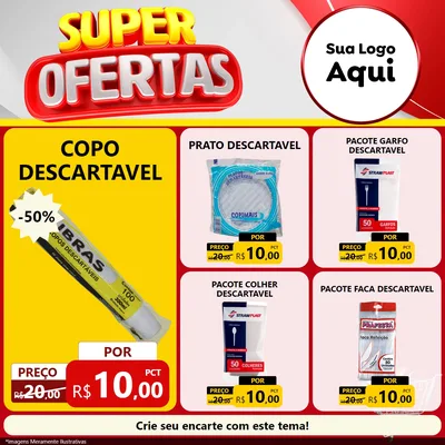 Modelo de Rede Social para Feed Facebook com o tema Super Ofertas para Embalagens