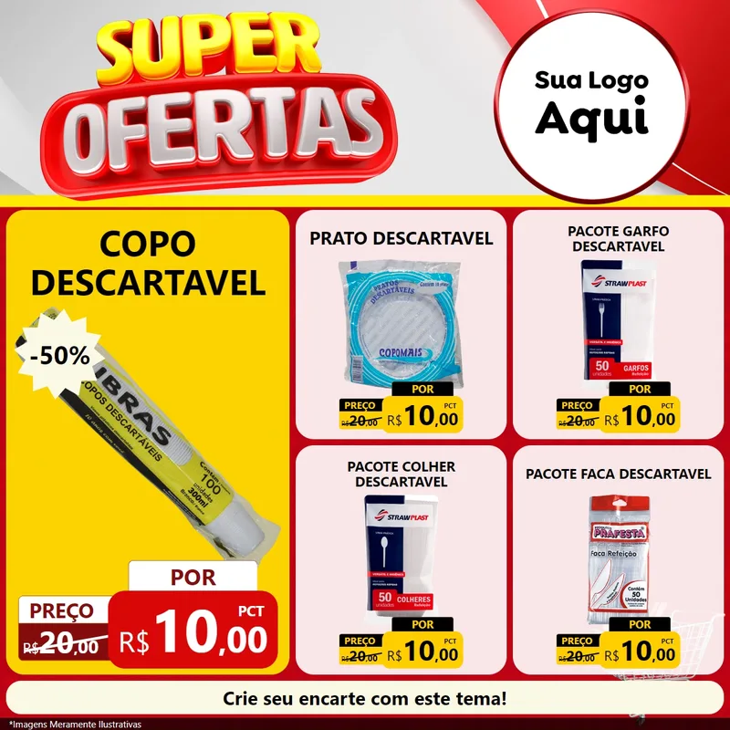 Modelo de Rede Social para Feed Facebook com o tema Super Ofertas para Embalagens