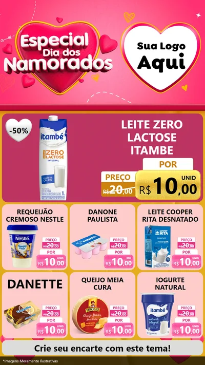 Modelo de Rede Social para Stories com o tema Especial Dia dos Namorados para Frios e Laticínios