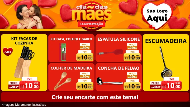 Modelo de TV para TV Horizontal com o tema Dia das Mães com Promoção para Utilidades Domésticas