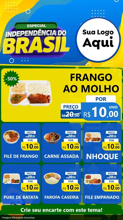 Modelo de Rede Social para Stories com o tema Especial Independência do Brasil para Restaurante