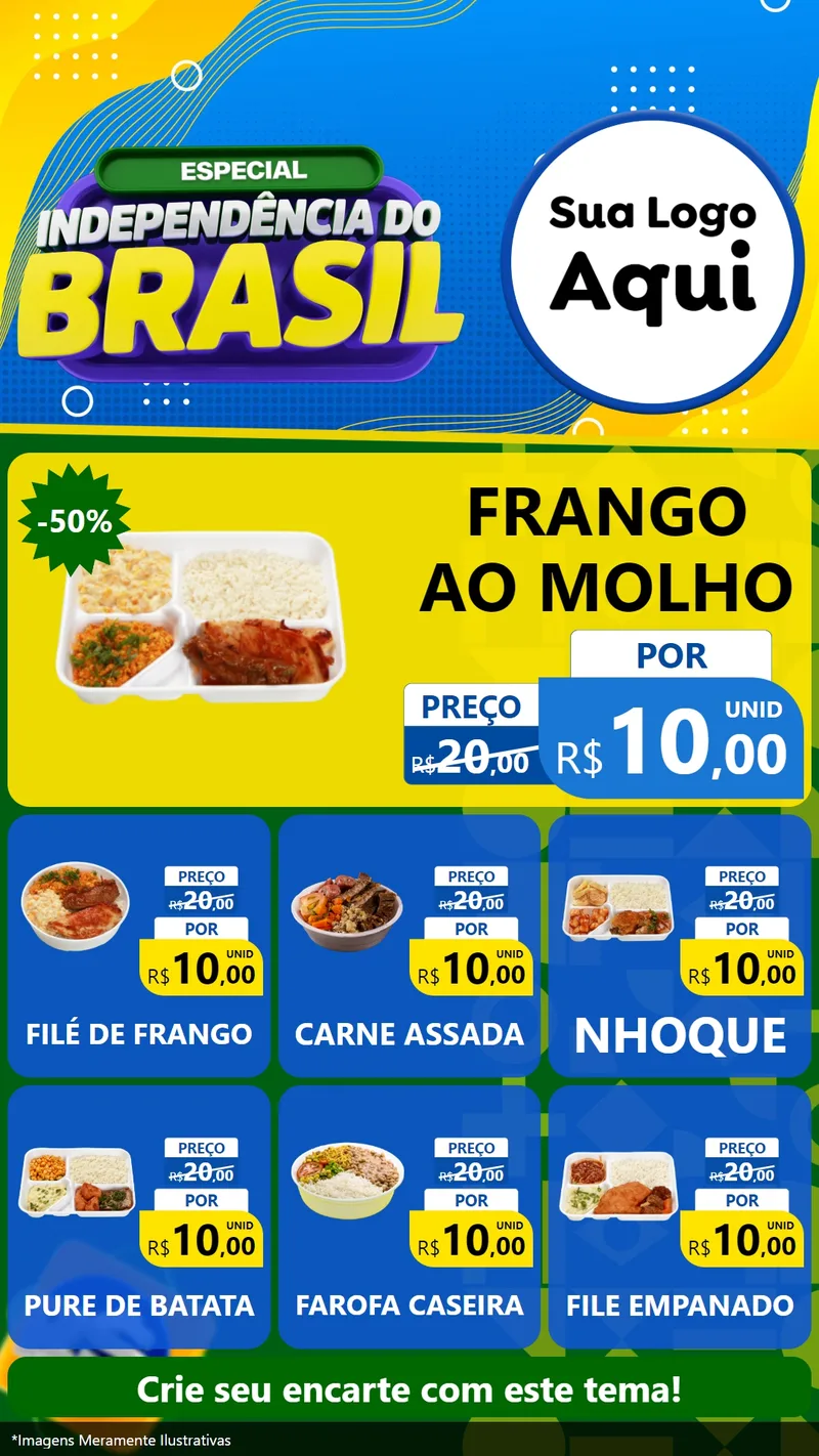 Modelo de Rede Social para Stories com o tema Especial Independência do Brasil para Restaurante