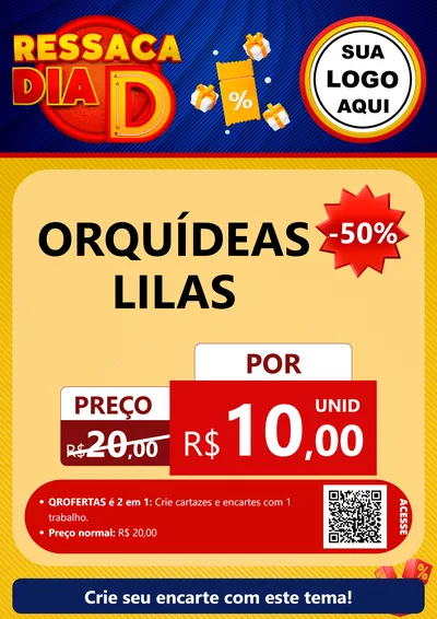 Modelo de Cartaz para Cartaz A4 Vertical com o tema Ressaca Dia D para Floricultura e jardim