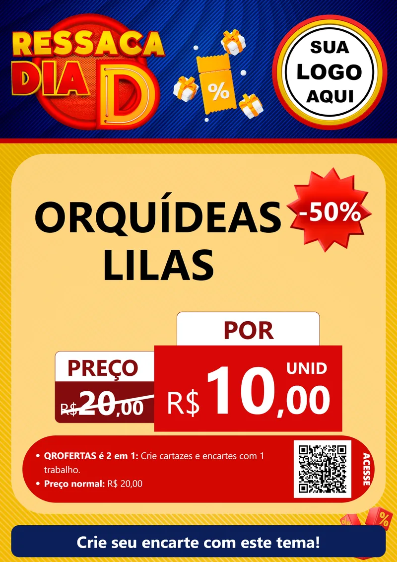 Modelo de Cartaz para Cartaz A4 Vertical com o tema Ressaca Dia D para Floricultura e jardim