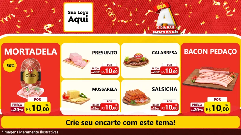 Modelo de TV para TV Horizontal com o tema Dia A o Dia Mais Barato do Mês para Frios e Laticínios