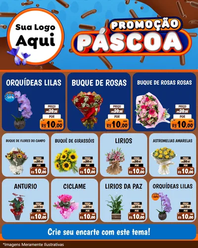 Modelo de Rede Social para Feed Instagram com o tema Promoção Páscoa para Floricultura e jardim