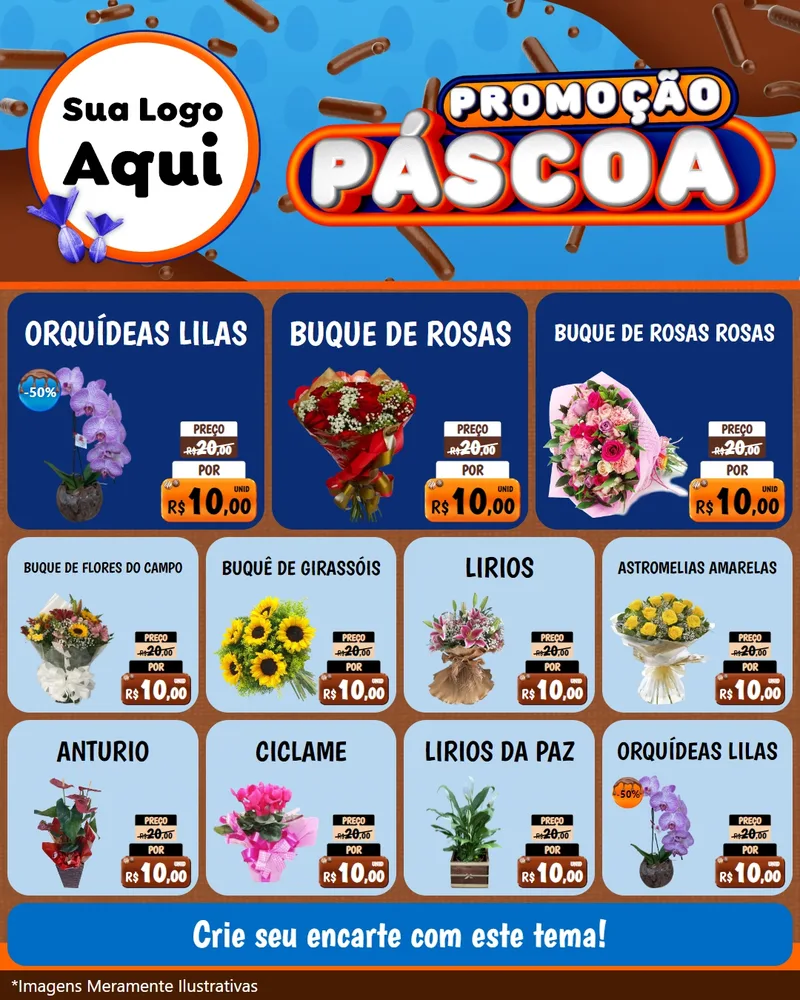 Modelo de Rede Social para Feed Instagram com o tema Promoção Páscoa para Floricultura e jardim