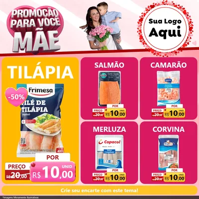 Modelo de Rede Social para Feed Facebook com o tema Promoção Para Você Mãe para Peixaria