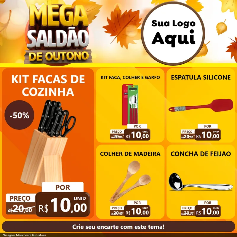 Modelo de Rede Social para Feed Facebook com o tema Mega Saldão de Outono para Utilidades Domésticas