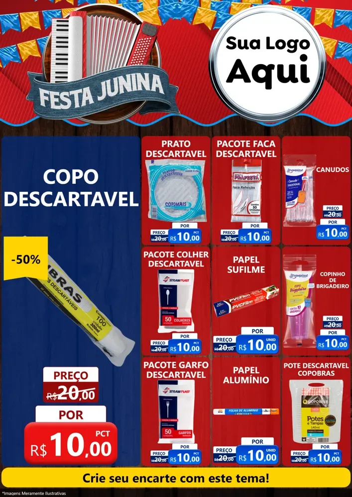 Modelo de Encarte para Encarte A4 Vertical com o tema Festa Junina para Embalagens