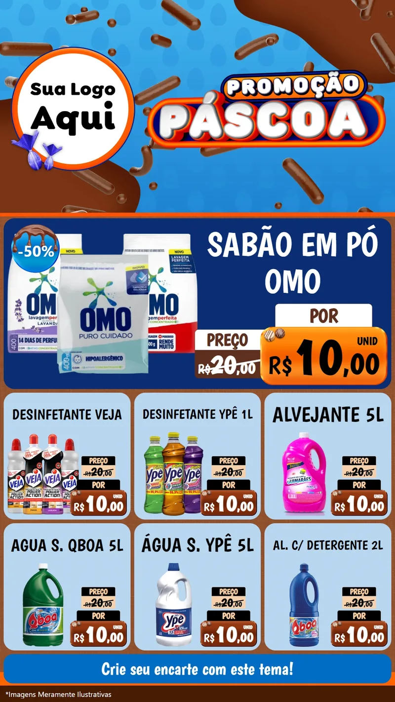 Modelo de Rede Social para Stories com o tema Promoção Páscoa para Produtos de Limpeza