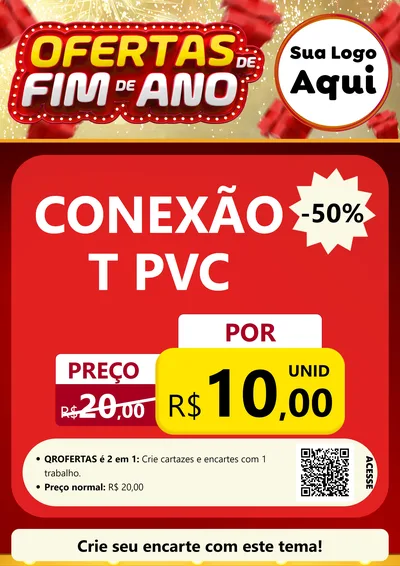 Modelo de Cartaz para Cartaz A4 Vertical com o tema Ofertas de Fim de Ano para Tubos e conexões