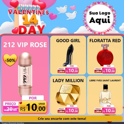 Modelo de Rede Social para Feed Facebook com o tema Valentine's Day para Perfumes