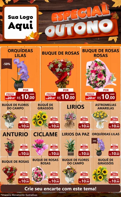 Modelo de Encarte para Encarte Grande com o tema Especial Outono para Floricultura e jardim